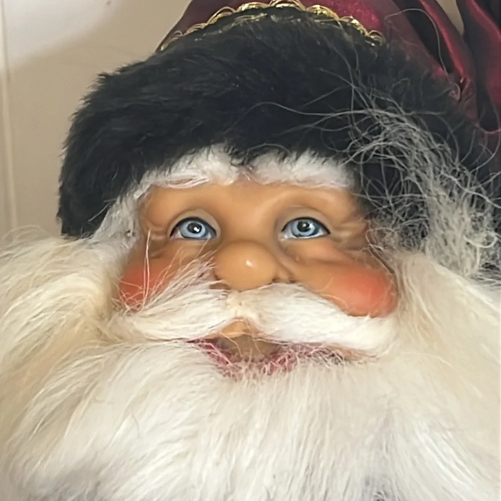 Karen Didion crakewood Festive Santa Claus Figurine in Red and Black 17”